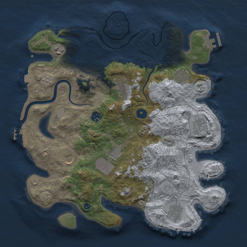 Rust Map: Procedural Map, Size: 3600, Seed: 6649356, 16 Monuments