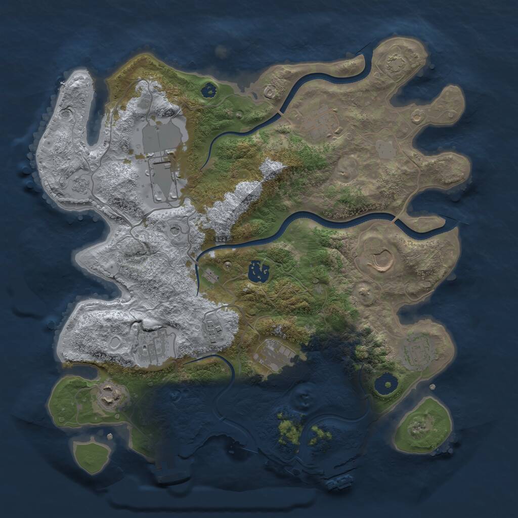 Rust Map: Procedural Map, Size: 3500, Seed: 1802178520, 15 Monuments