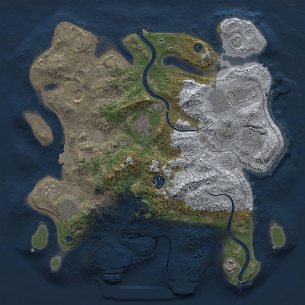 Rust Map: Procedural Map, Size: 3500, Seed: 23846, 14 Monuments