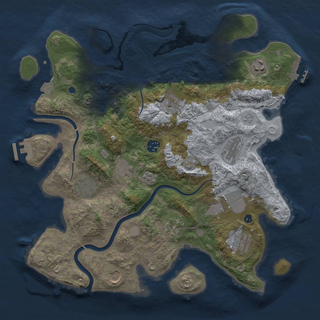 Rust Map: Procedural Map, Size: 3750, Seed: 2024799384, 17 Monuments