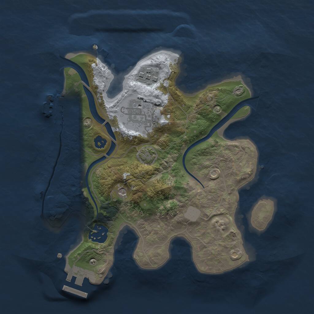 Rust Map: Procedural Map, Size: 2500, Seed: 74219, 8 Monuments