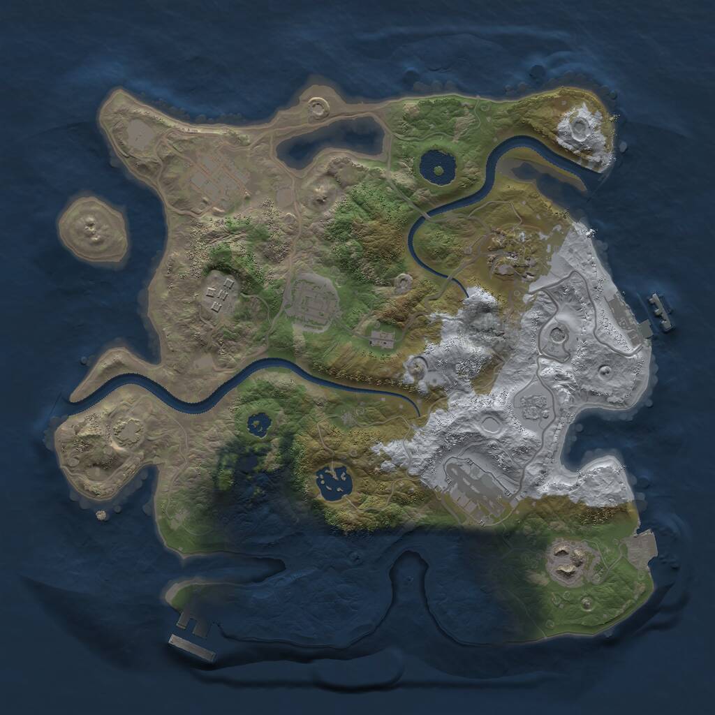 Rust Map: Procedural Map, Size: 3000, Seed: 2083393776, 13 Monuments