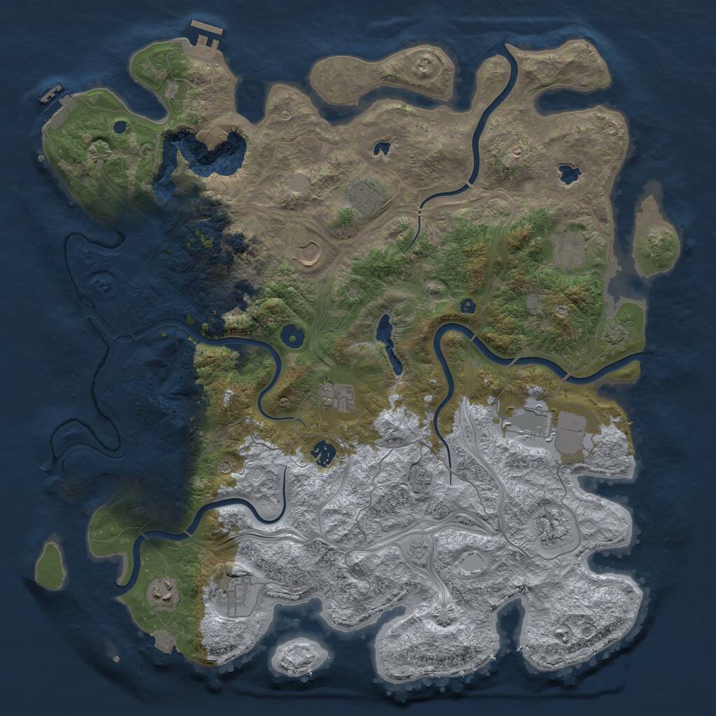 Rust Map: Procedural Map, Size: 4500, Seed: 554006561, 16 Monuments