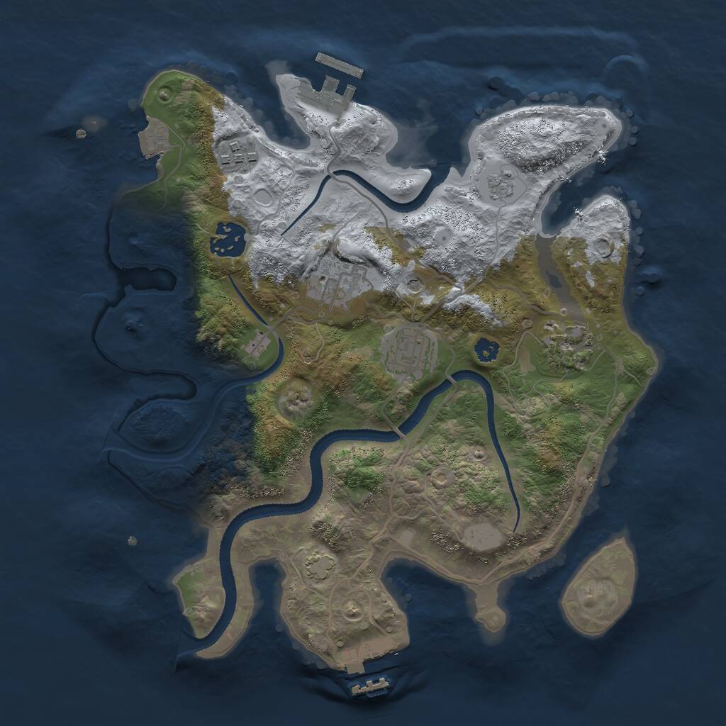 Rust Map: Procedural Map, Size: 3000, Seed: 2145359101, 11 Monuments