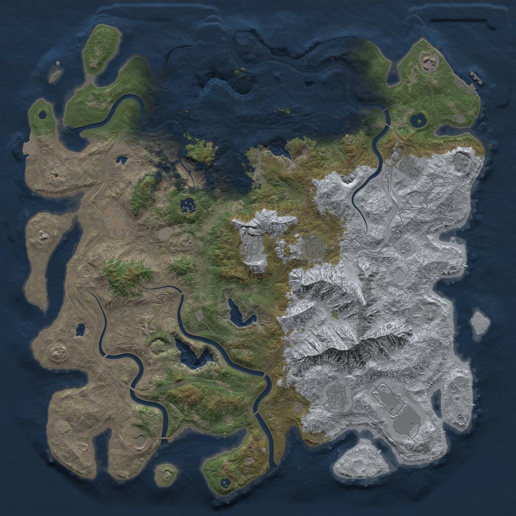Rust Map: Procedural Map, Size: 5000, Seed: 420778282, 17 Monuments