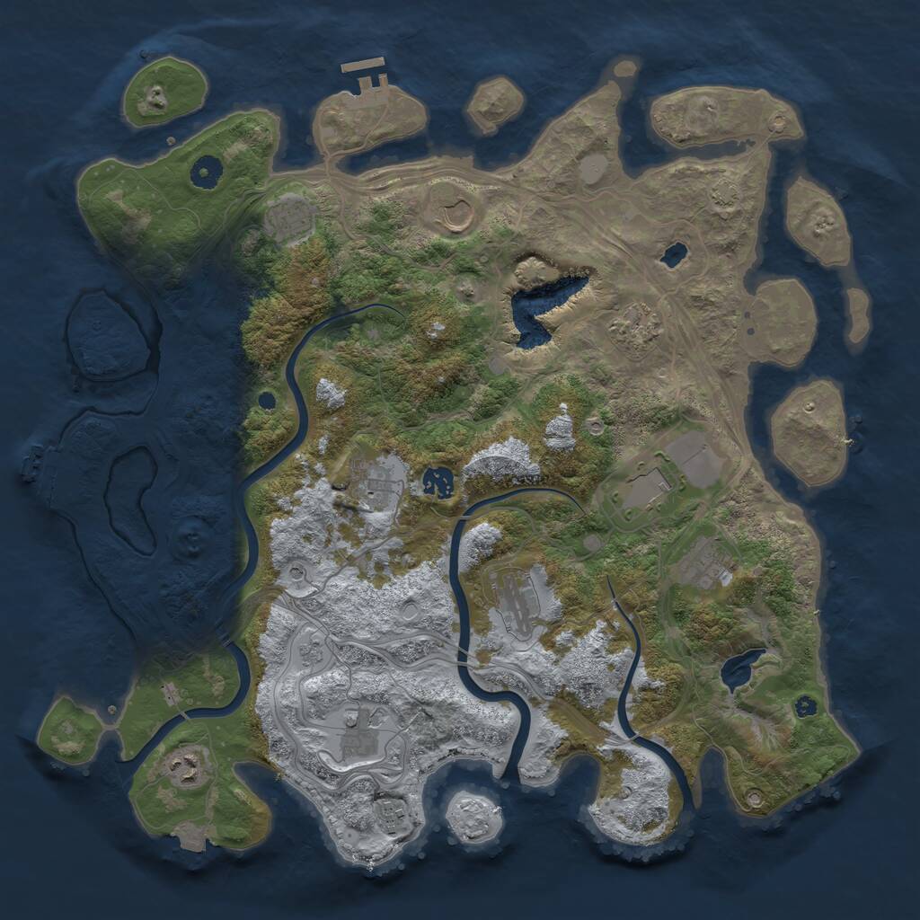 Rust Map: Procedural Map, Size: 4250, Seed: 91396761, 17 Monuments