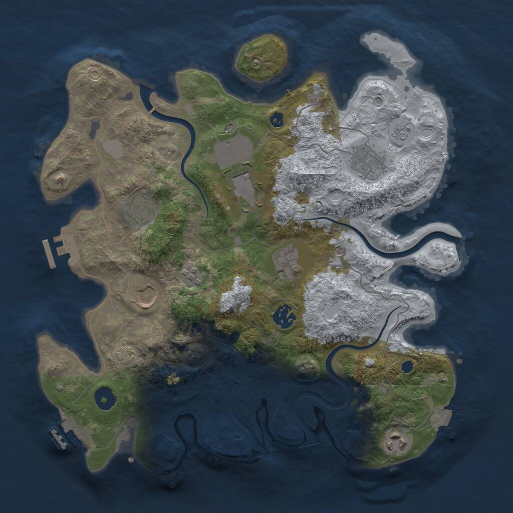 Rust Map: Procedural Map, Size: 3500, Seed: 1268963740, 14 Monuments