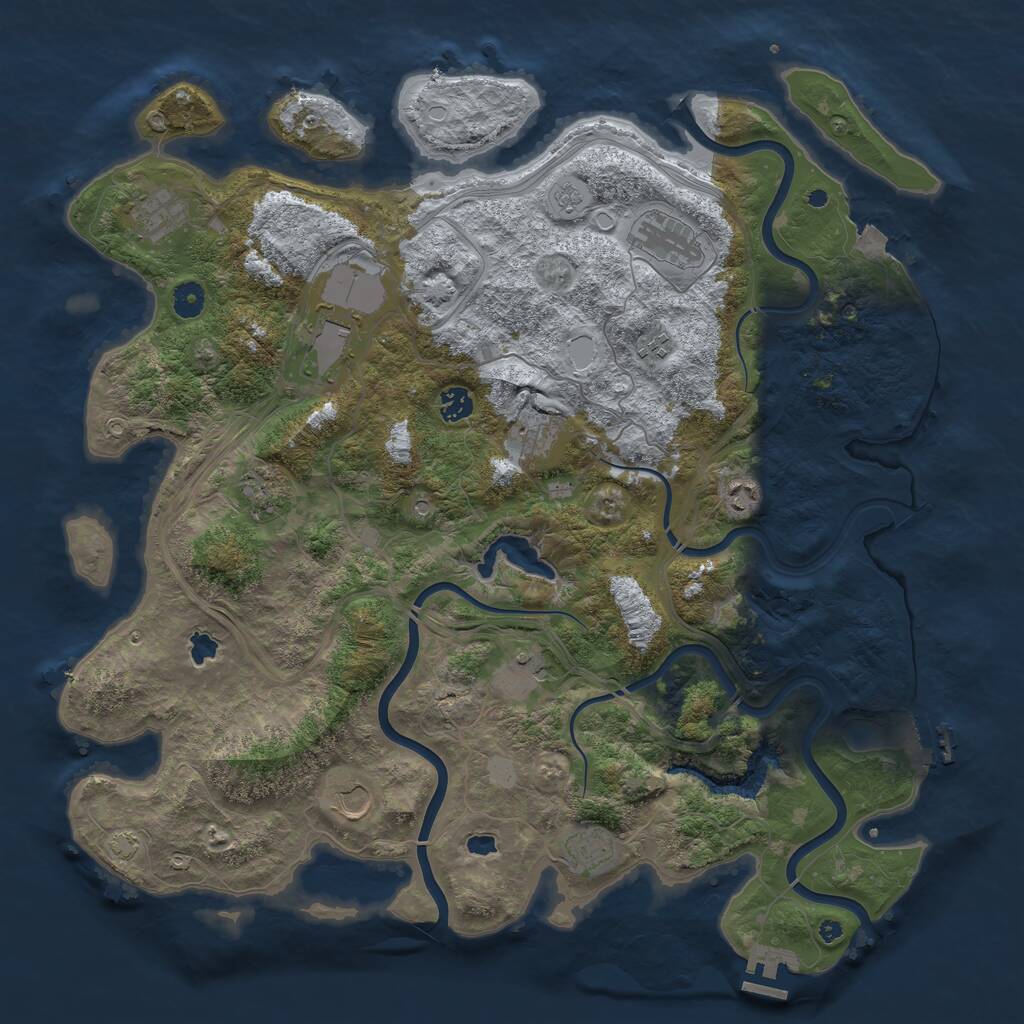 Rust Map: Procedural Map, Size: 4500, Seed: 2093244252, 17 Monuments