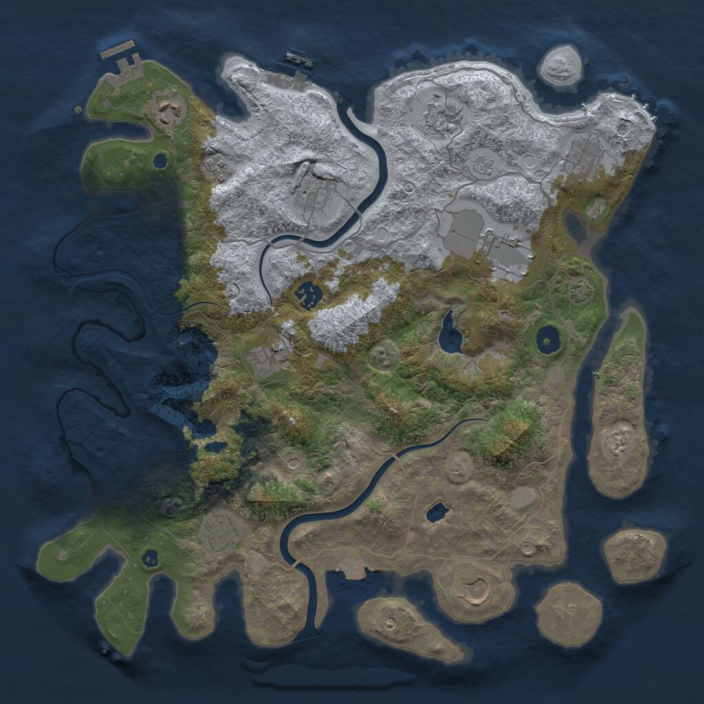 Rust Map: Procedural Map, Size: 4000, Seed: 768557250, 16 Monuments