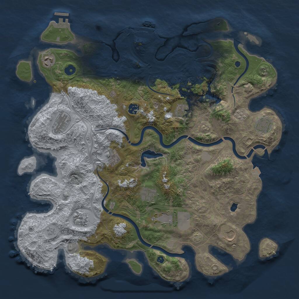 Rust Map: Procedural Map, Size: 4250, Seed: 2086179769, 17 Monuments
