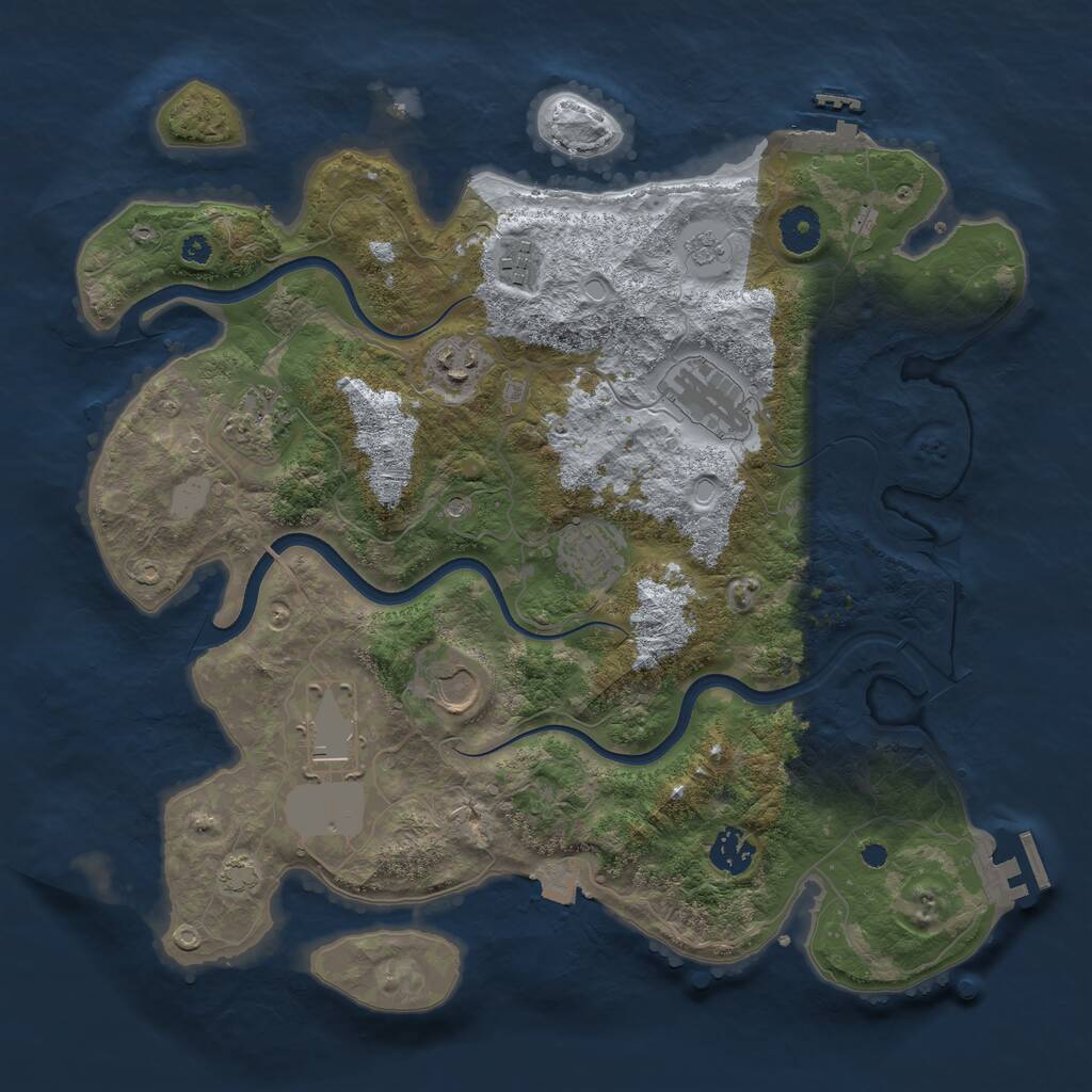 Rust Map: Procedural Map, Size: 3700, Seed: 657663029, 14 Monuments