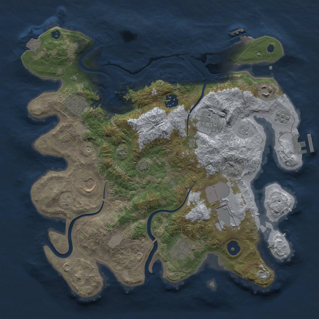 Rust Map: Procedural Map, Size: 3500, Seed: 20238, 14 Monuments