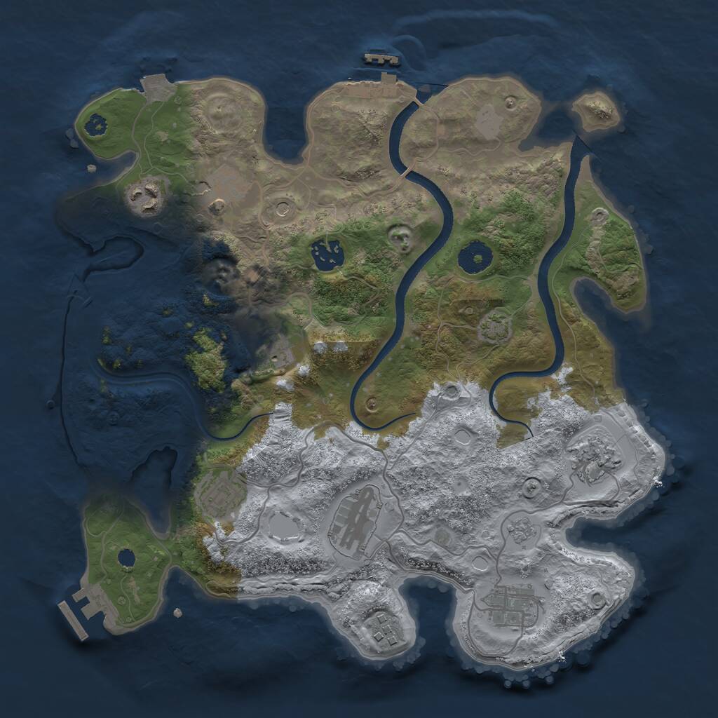 Rust Map: Procedural Map, Size: 3300, Seed: 580974469, 15 Monuments