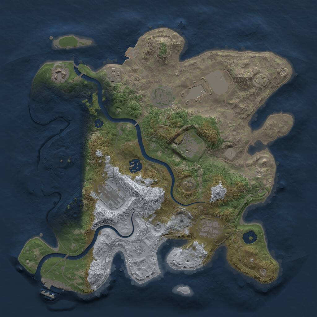 Rust Map: Procedural Map, Size: 3500, Seed: 1650333574, 14 Monuments