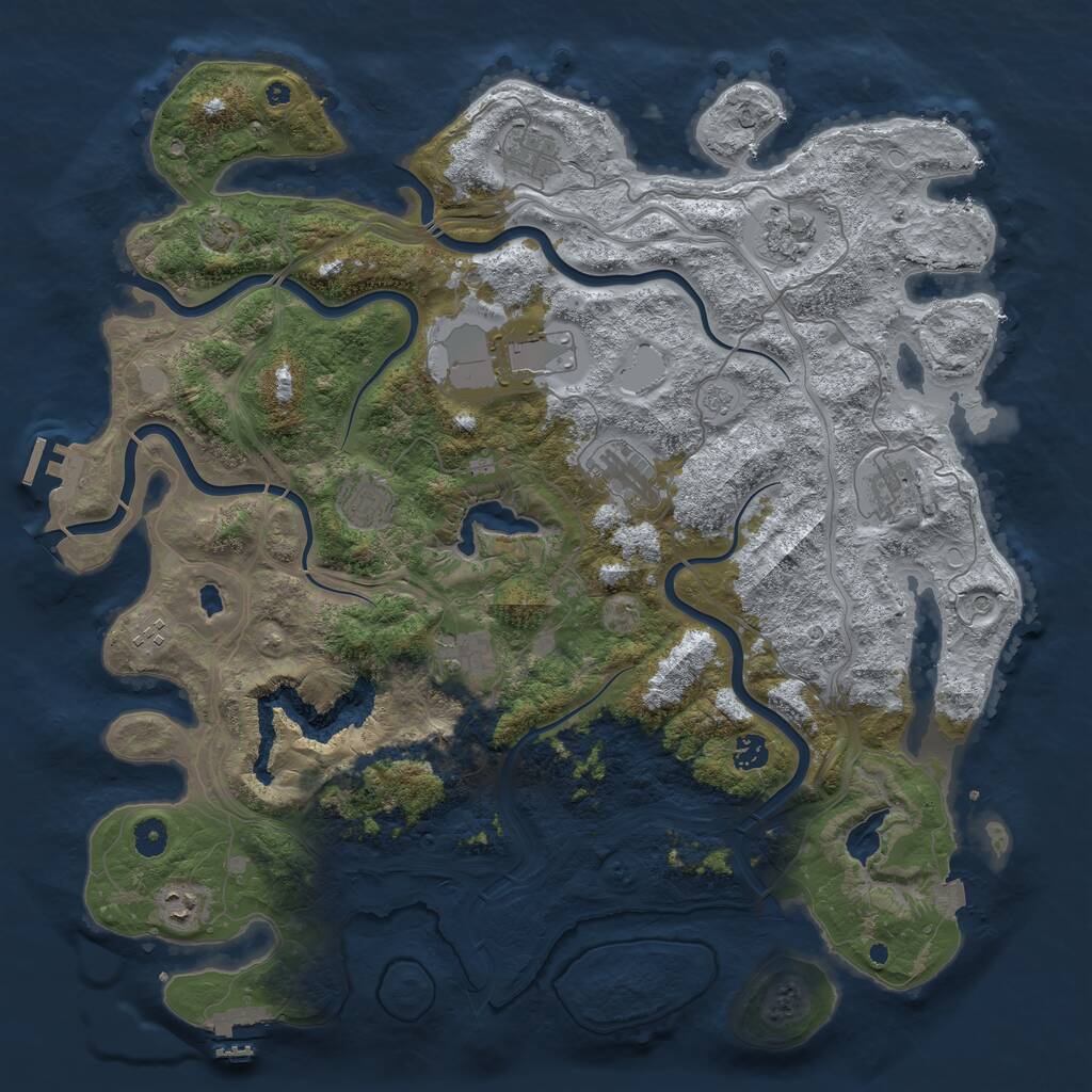Rust Map: Procedural Map, Size: 4500, Seed: 155720127, 16 Monuments