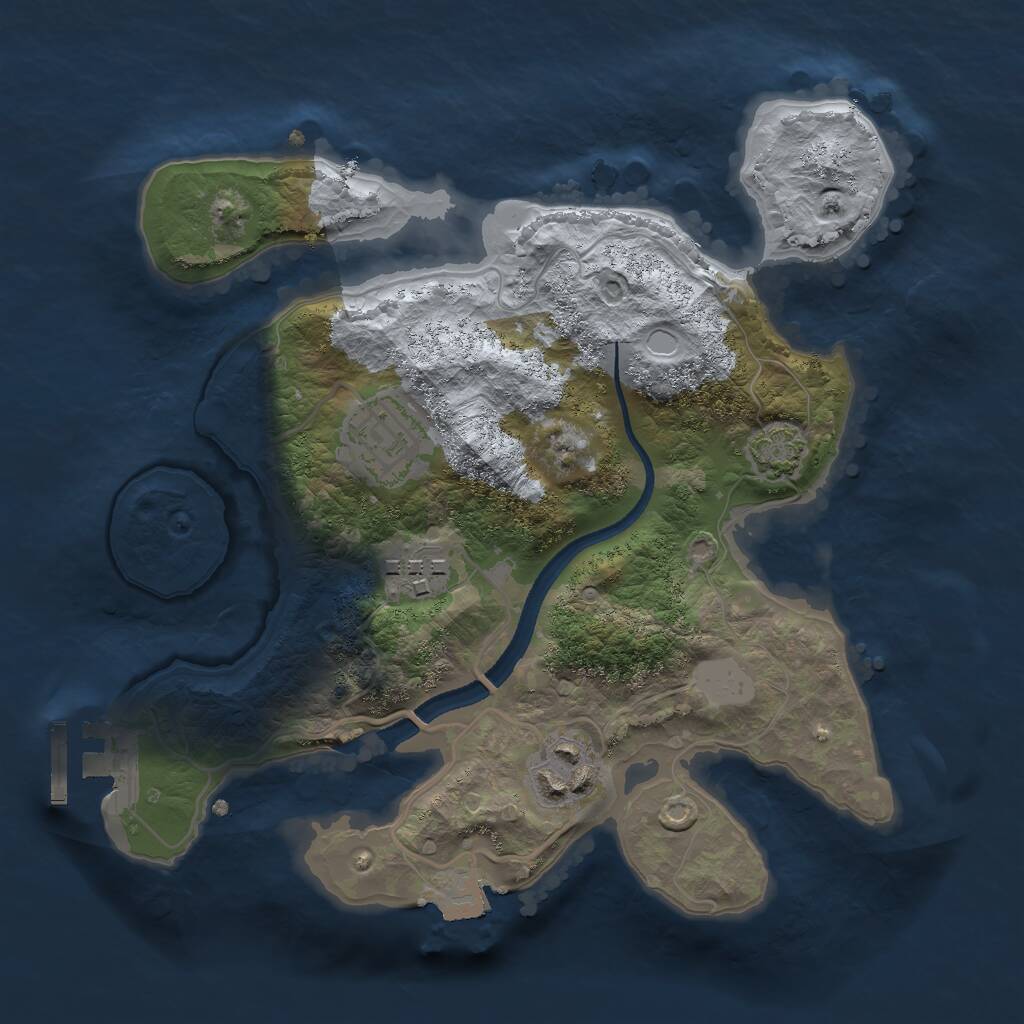 Rust Map: Procedural Map, Size: 2500, Seed: 1924214424, 6 Monuments