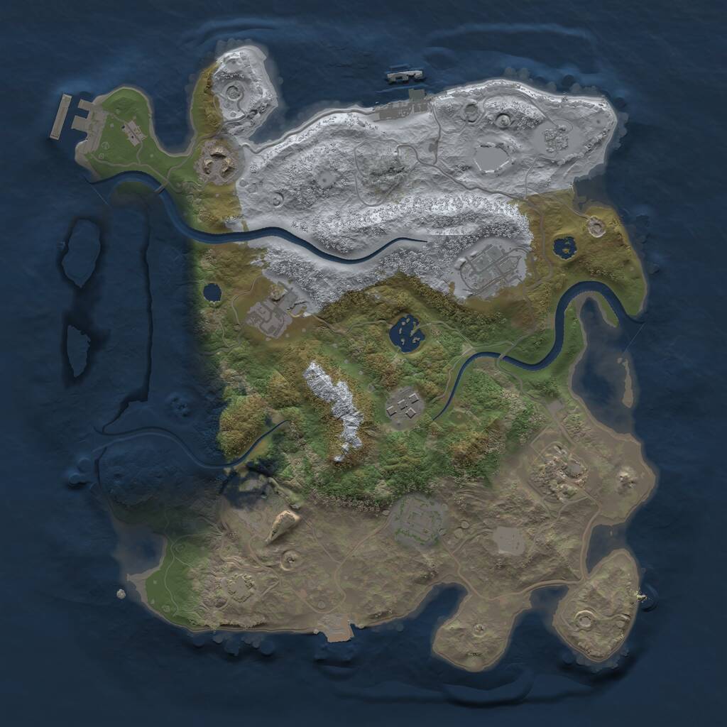 Rust Map: Procedural Map, Size: 3200, Seed: 791043, 14 Monuments