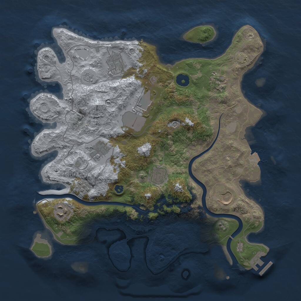 Rust Map: Procedural Map, Size: 3500, Seed: 452325, 13 Monuments
