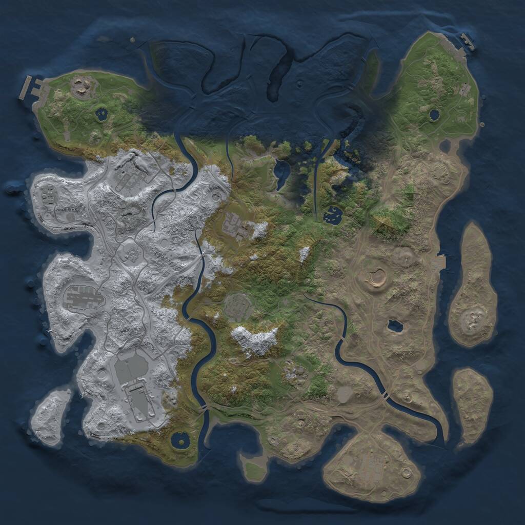 Rust Map: Procedural Map, Size: 4250, Seed: 1903200322, 17 Monuments