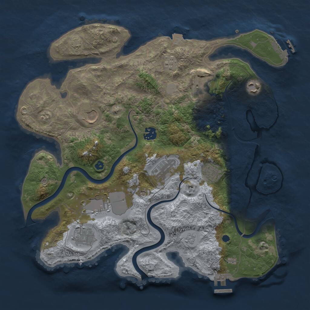 Rust Map: Procedural Map, Size: 3500, Seed: 5831, 15 Monuments