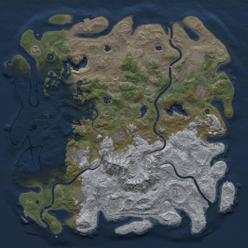 Rust Map: Procedural Map, Size: 5000, Seed: 594443684, 17 Monuments