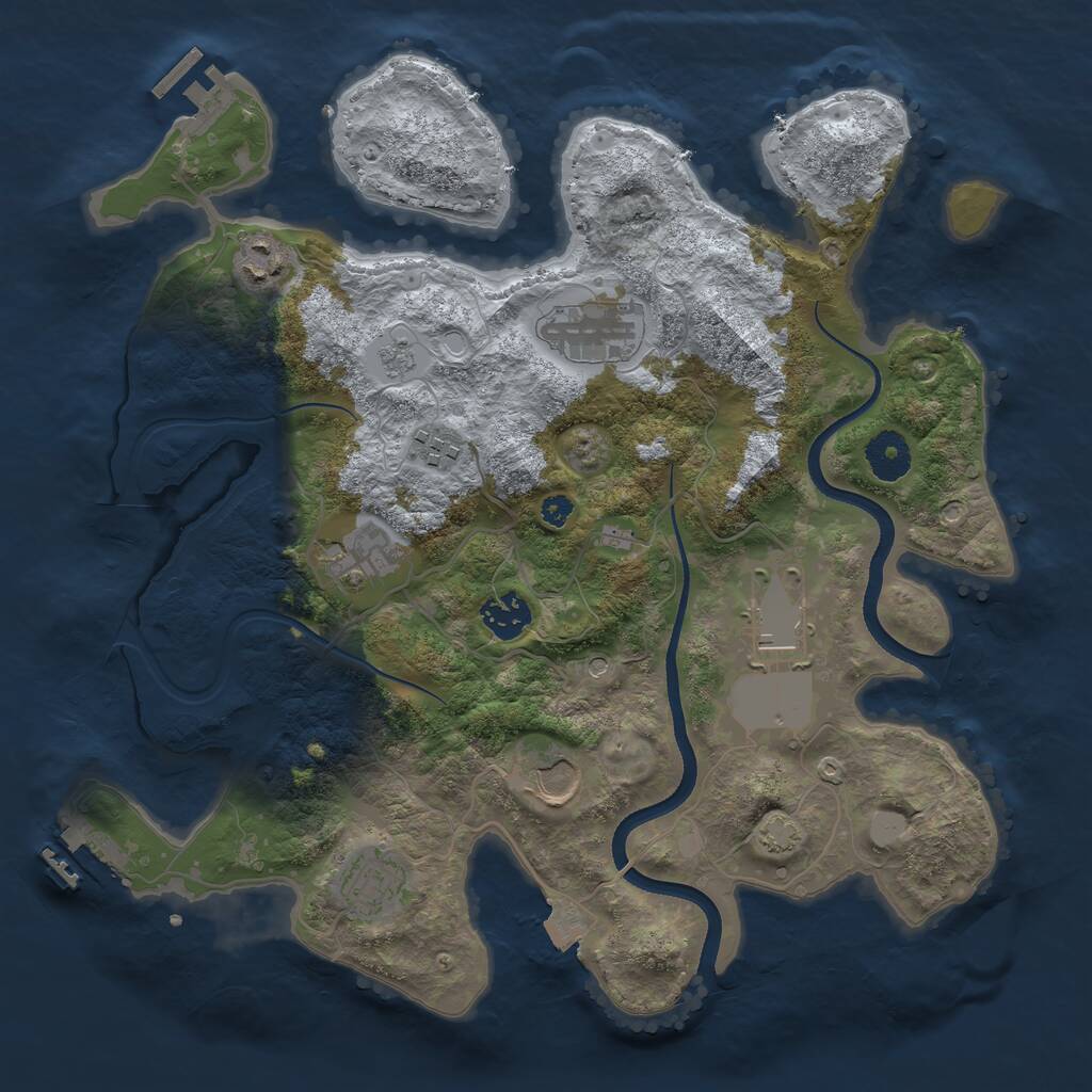 Rust Map: Procedural Map, Size: 3500, Seed: 1938861016, 14 Monuments