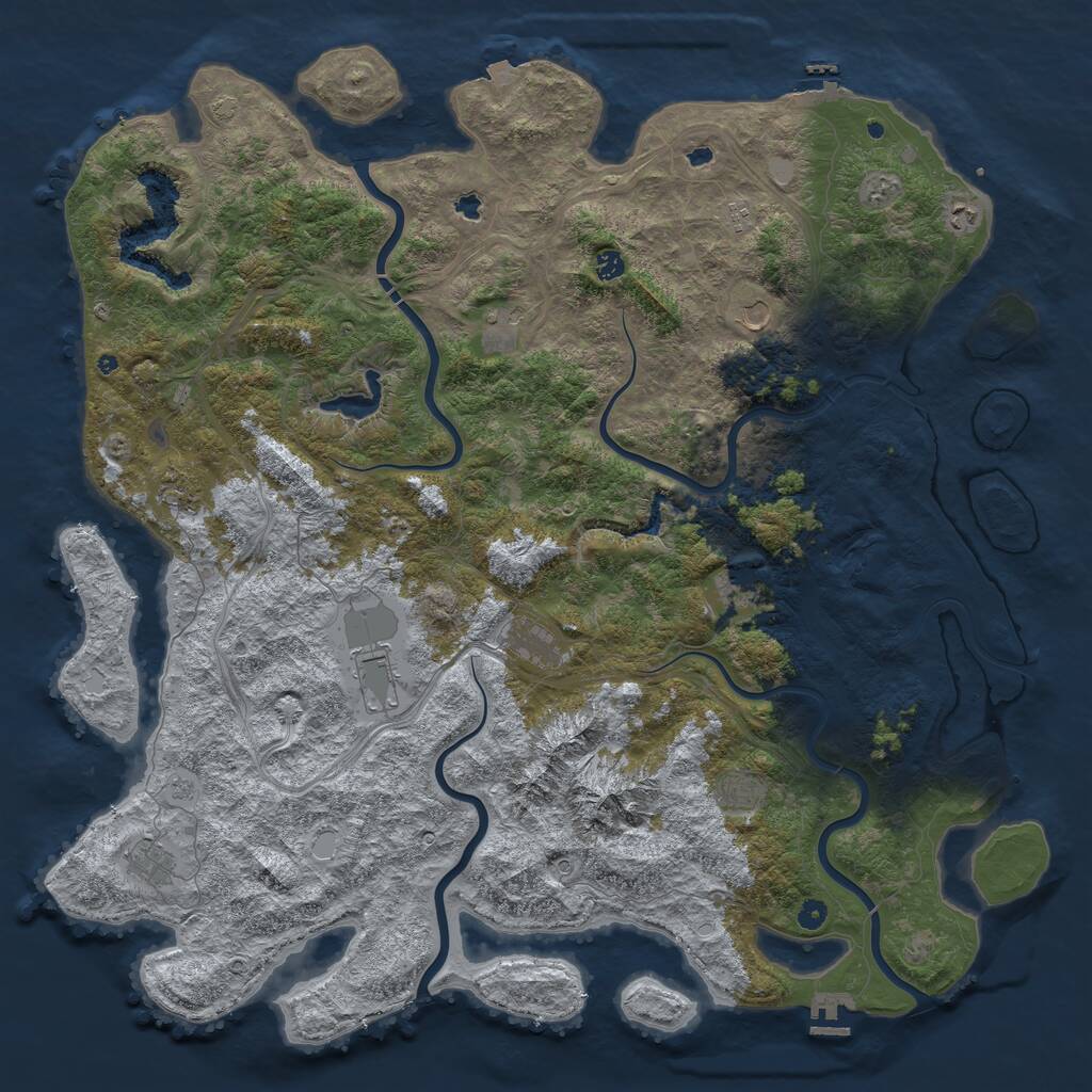 Rust Map: Procedural Map, Size: 5500, Seed: 999999, 17 Monuments