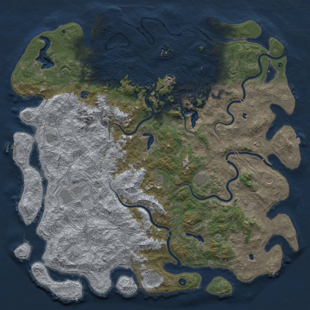 Rust Map: Procedural Map, Size: 6000, Seed: 1070338922, 17 Monuments