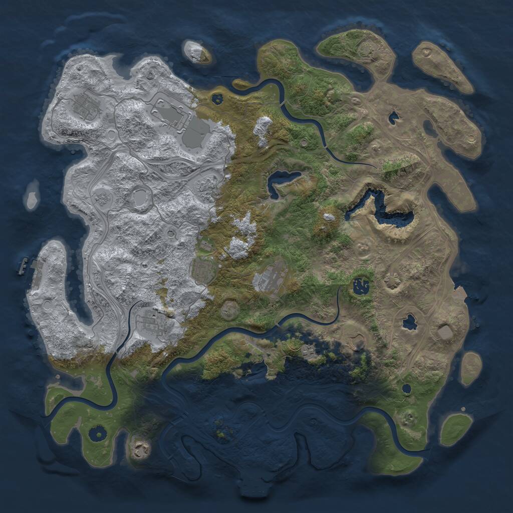 Rust Map: Procedural Map, Size: 4500, Seed: 1204030995, 16 Monuments