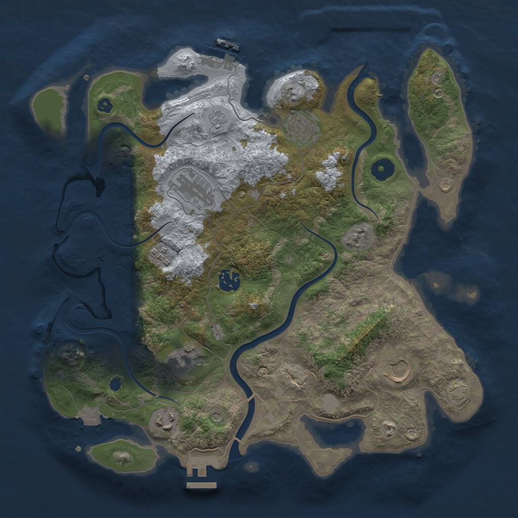 Rust Map: Procedural Map, Size: 3500, Seed: 1496139203, 13 Monuments