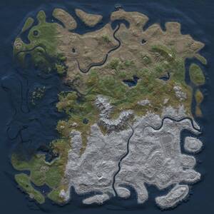 Thumbnail Rust Map: Procedural Map, Size: 6000, Seed: 594443684, 17 Monuments