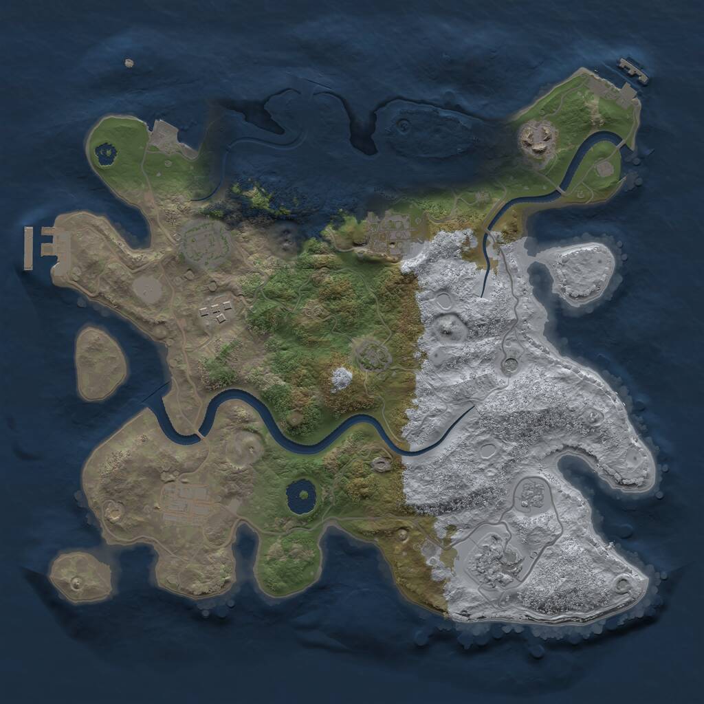 Rust Map: Procedural Map, Size: 3250, Seed: 1338022291, 12 Monuments