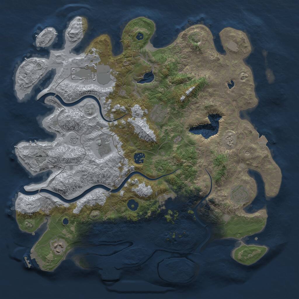 Rust Map: Procedural Map, Size: 4000, Seed: 739017, 14 Monuments