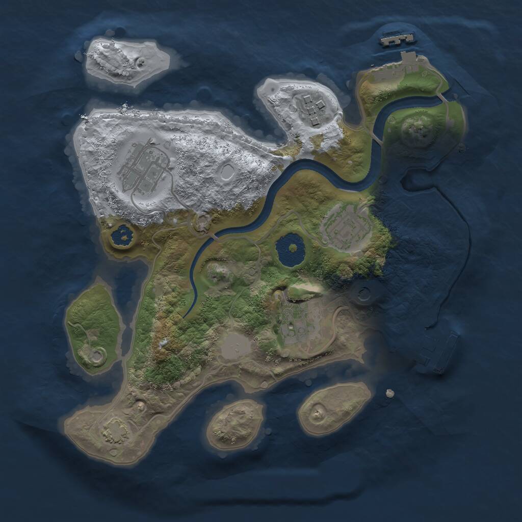 Rust Map: Procedural Map, Size: 2500, Seed: 1818939611, 9 Monuments