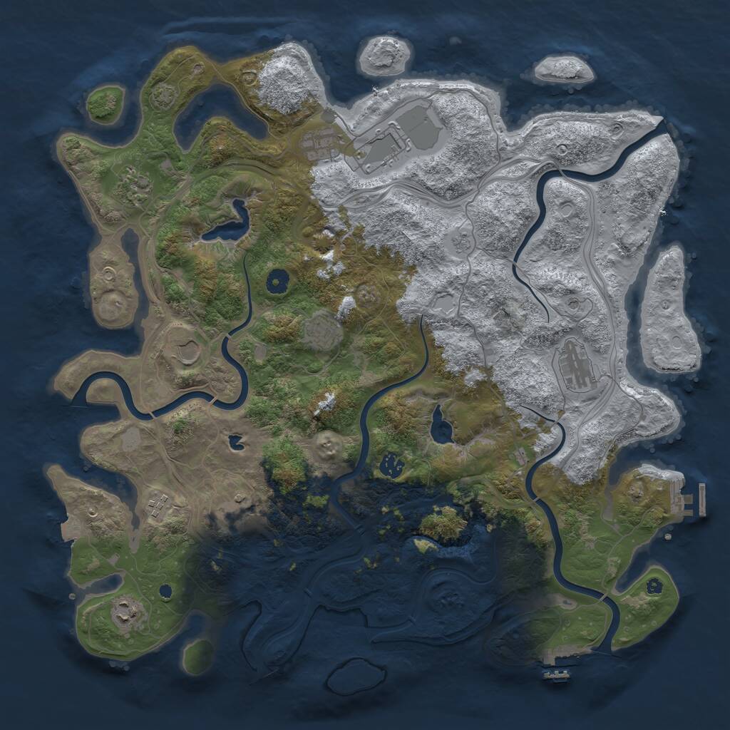 Rust Map: Procedural Map, Size: 4500, Seed: 880838, 16 Monuments
