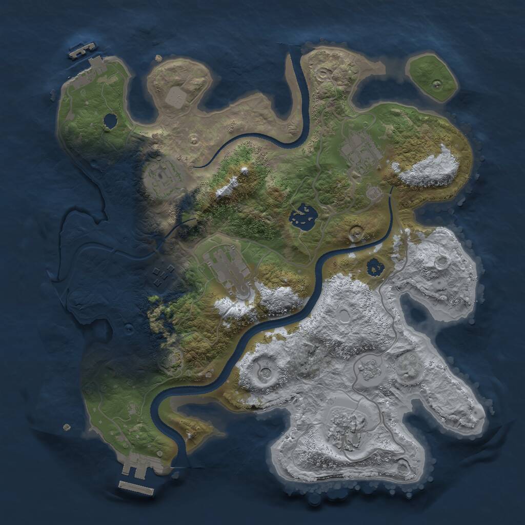Rust Map: Procedural Map, Size: 3000, Seed: 424704197, 12 Monuments