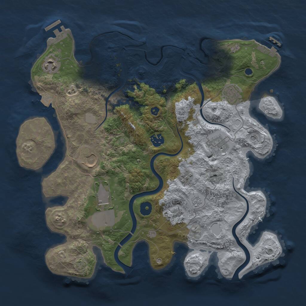 Rust Map: Procedural Map, Size: 3500, Seed: 1936827261, 14 Monuments