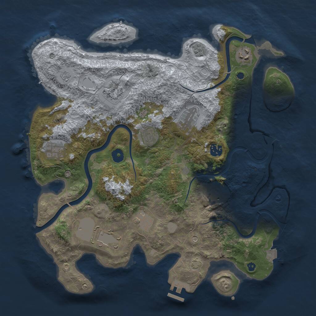 Rust Map: Procedural Map, Size: 3700, Seed: 1082032238, 15 Monuments
