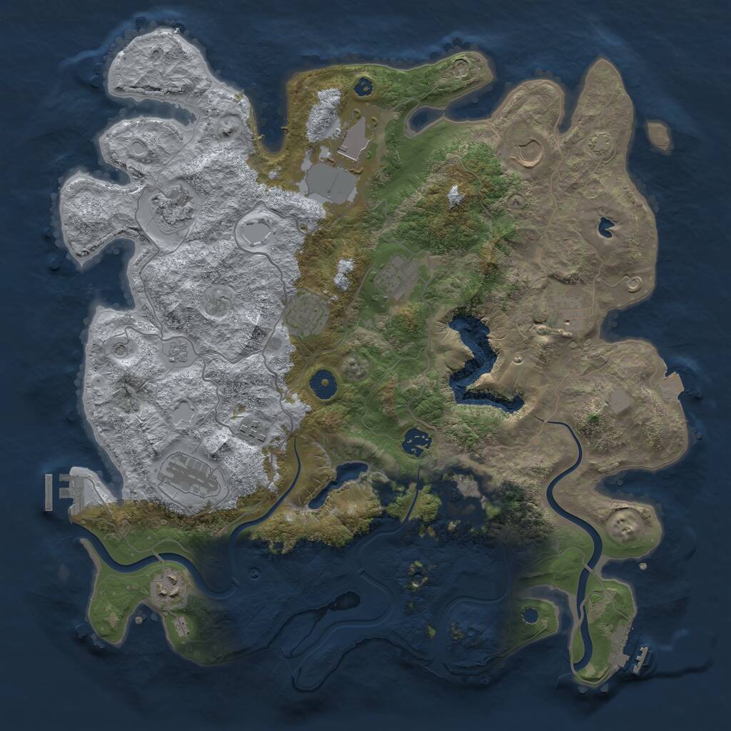 Rust Map: Procedural Map, Size: 4000, Seed: 1923156505, 17 Monuments