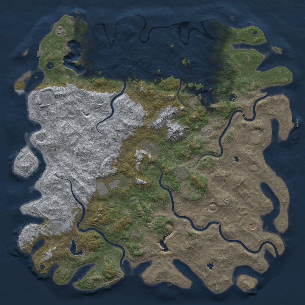 Rust Map: Procedural Map, Size: 6000, Seed: 791661174, 17 Monuments