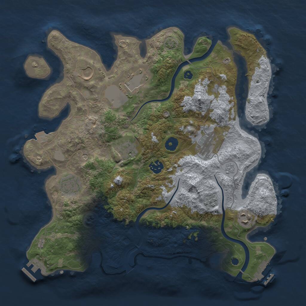 Rust Map: Procedural Map, Size: 3500, Seed: 2670, 14 Monuments