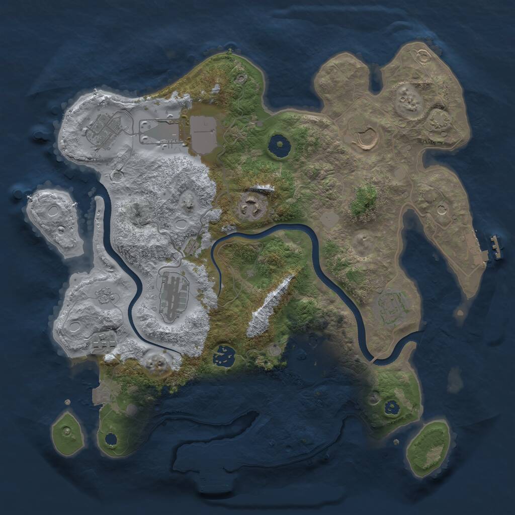 Rust Map: Procedural Map, Size: 3500, Seed: 128093, 15 Monuments