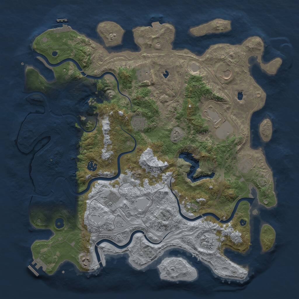 Rust Map: Procedural Map, Size: 4500, Seed: 1220442592, 16 Monuments
