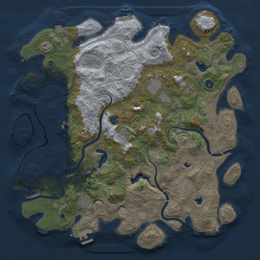 Rust Map: Procedural Map, Size: 4500, Seed: 1155099160, 15 Monuments