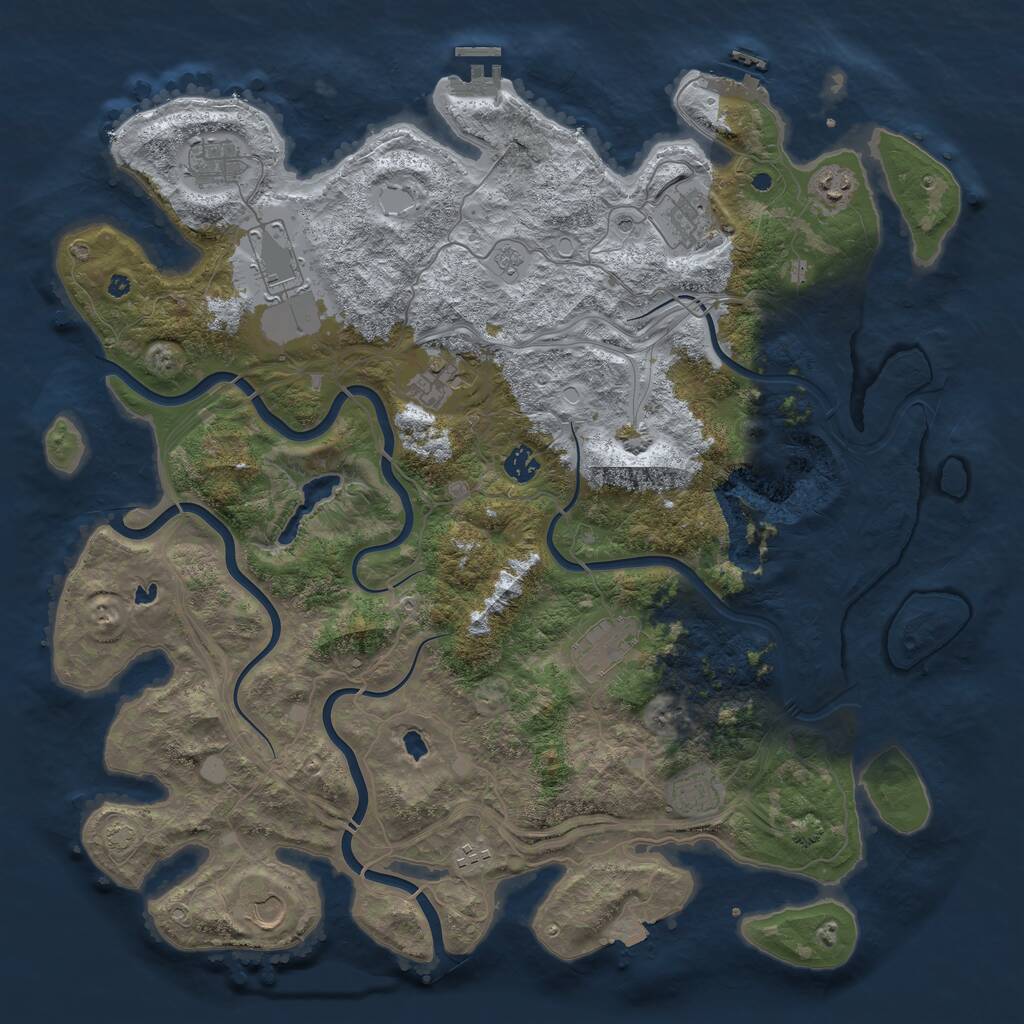 Rust Map: Procedural Map, Size: 4500, Seed: 485806541, 16 Monuments