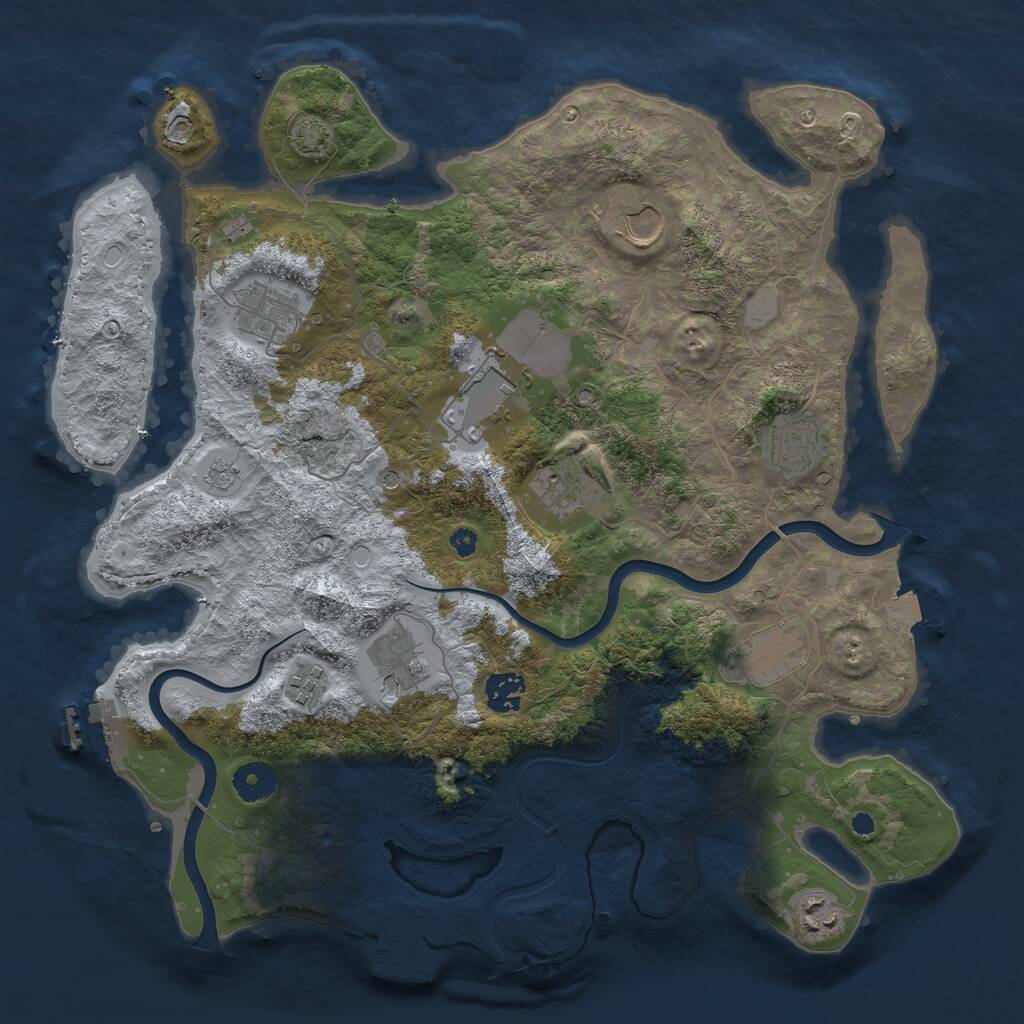 Rust Map: Procedural Map, Size: 3750, Seed: 1334240515, 16 Monuments