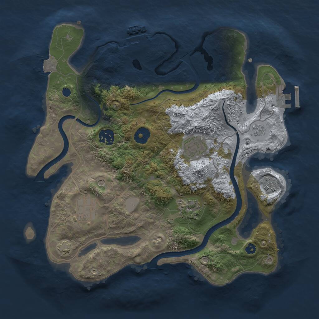 Rust Map: Procedural Map, Size: 3000, Seed: 43662, 11 Monuments
