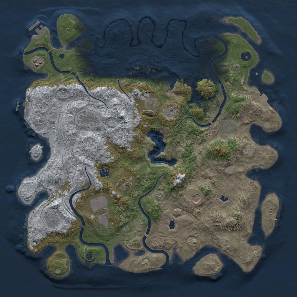 Rust Map: Procedural Map, Size: 4500, Seed: 1364308008, 16 Monuments