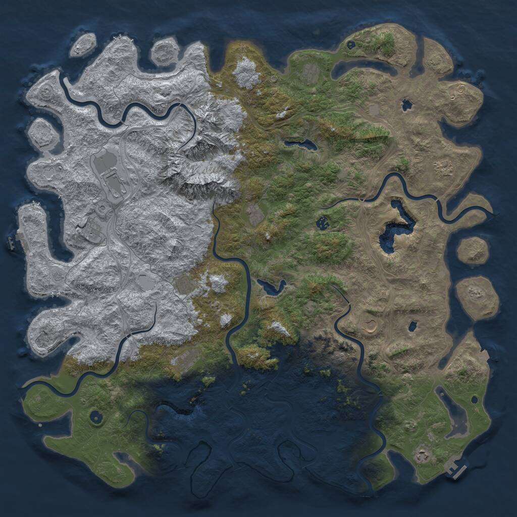 Rust Map: Procedural Map, Size: 6000, Seed: 1423491340, 17 Monuments