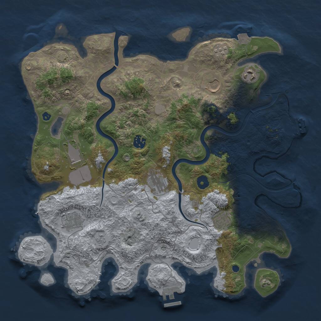 Rust Map: Procedural Map, Size: 3750, Seed: 549824551, 14 Monuments
